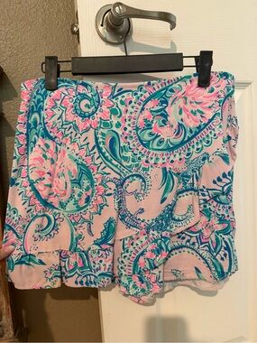 Lilly Pulitzer Pink, Teal and Turquoise Paisley Ruffle Shorts - EUC